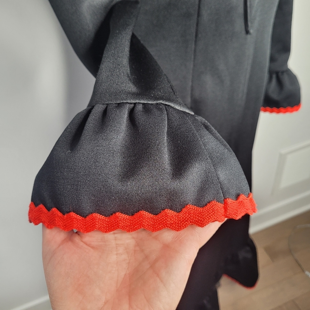 Vintage 1960's black maxi dress with red trim - Picture 12 of 14